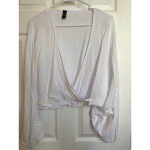 White Flowy Sleeve Blouse